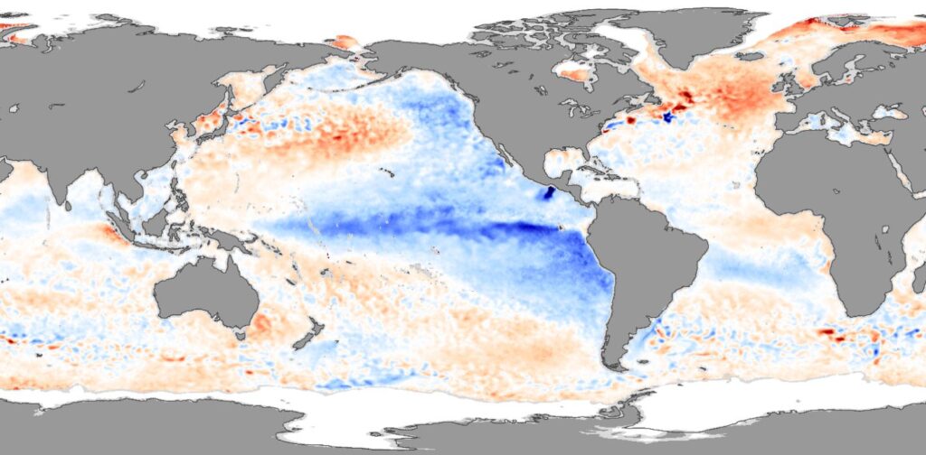 Imagen de la NASA por Jesse Allen, utilizando datos de AMSR-E procesados y proporcionados por Chelle Gentemann y Frank Wentz, del Sistema de Sensores Remotos.